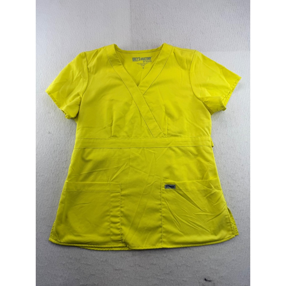 Grey's Anatomy by Barco 4153 Women's M Chartreuse Yellow Scrub Top Wrap